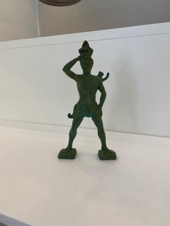 Greek Bronze Verdigris Sculpture Of Colossus Of Rhodes, Vintage Figurine, 1970s