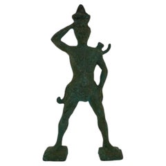 Greek Bronze Verdigris Sculpture Of Colossus Of Rhodes, Vintage Figurine, 1970s