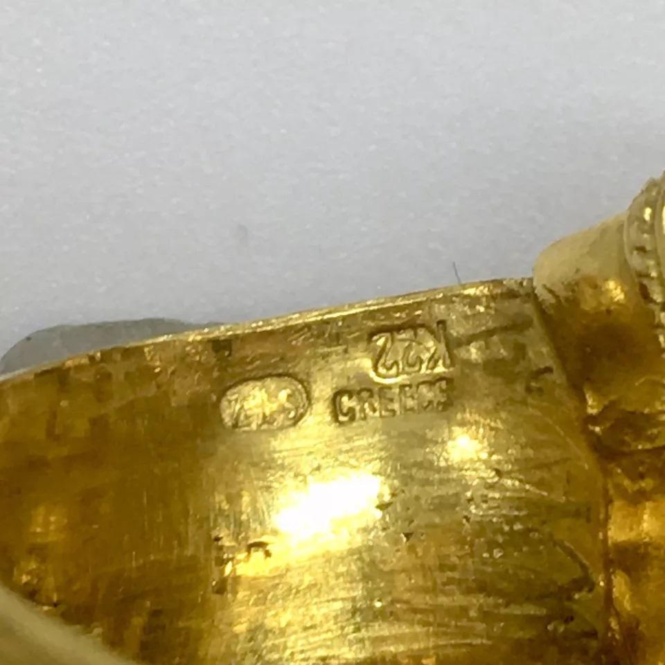 Contemporary Greek Bypass 22K GOLD Lion Ring 13.9 Gram Size 5.5 Adjustable Wrap Band Hallmark For Sale