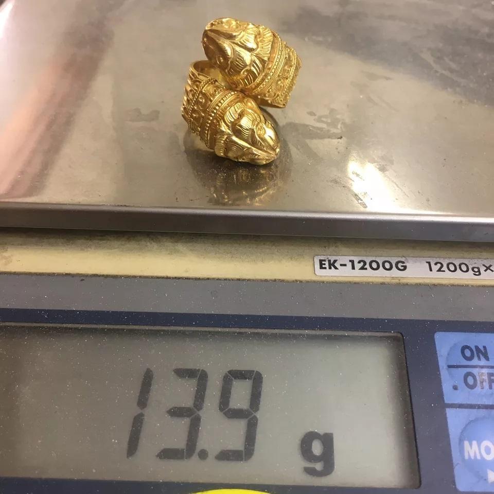 Women's Greek Bypass 22K GOLD Lion Ring 13.9 Gram Size 5.5 Adjustable Wrap Band Hallmark For Sale