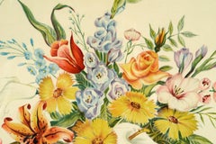 Classical Floral Print with Overpainted Glass and Frame, 1960s