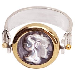 Griechische Münze 281 BC Ring mit der Darstellung der Göttin Athena aus 18 Gold und Sterlingsilber