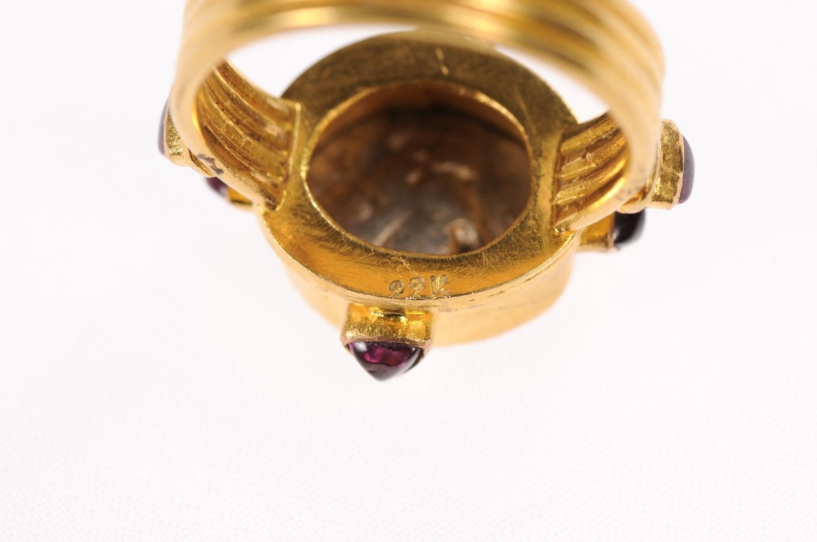 Greek Coin Gold & Ruby Ring For Sale 7