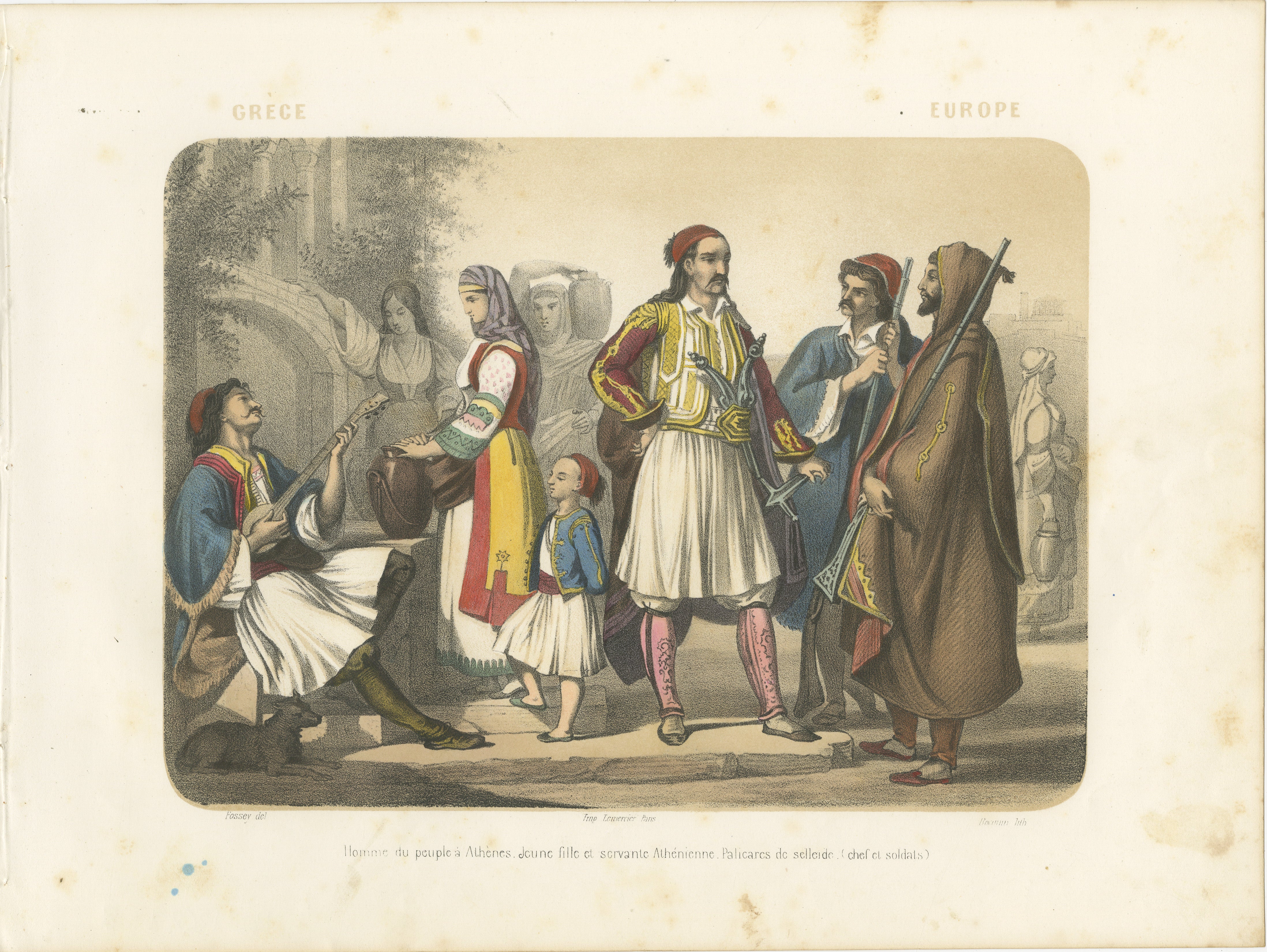 Título: Trajes griegos - Atenienses y Palicares de Selléide, c.1845

Descripción:
Esta espléndida litografía coloreada a mano, titulada 