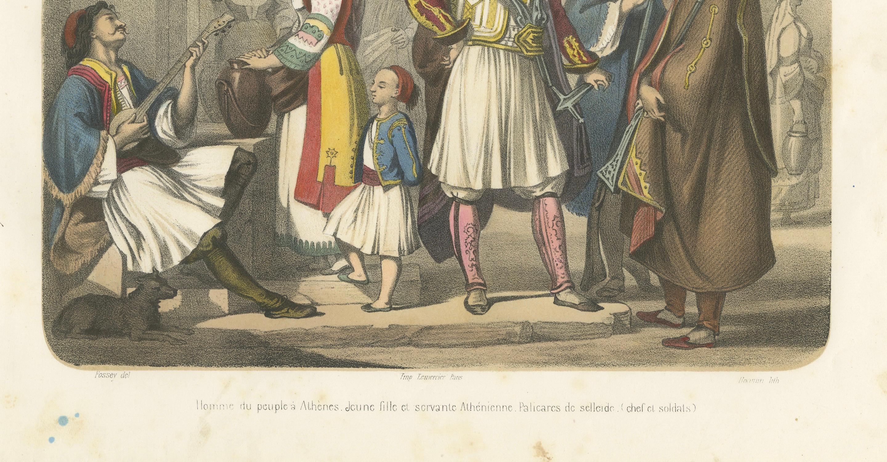 Trajes griegos - Atenienses y Palicares de Selléide, c.1845 en venta 1