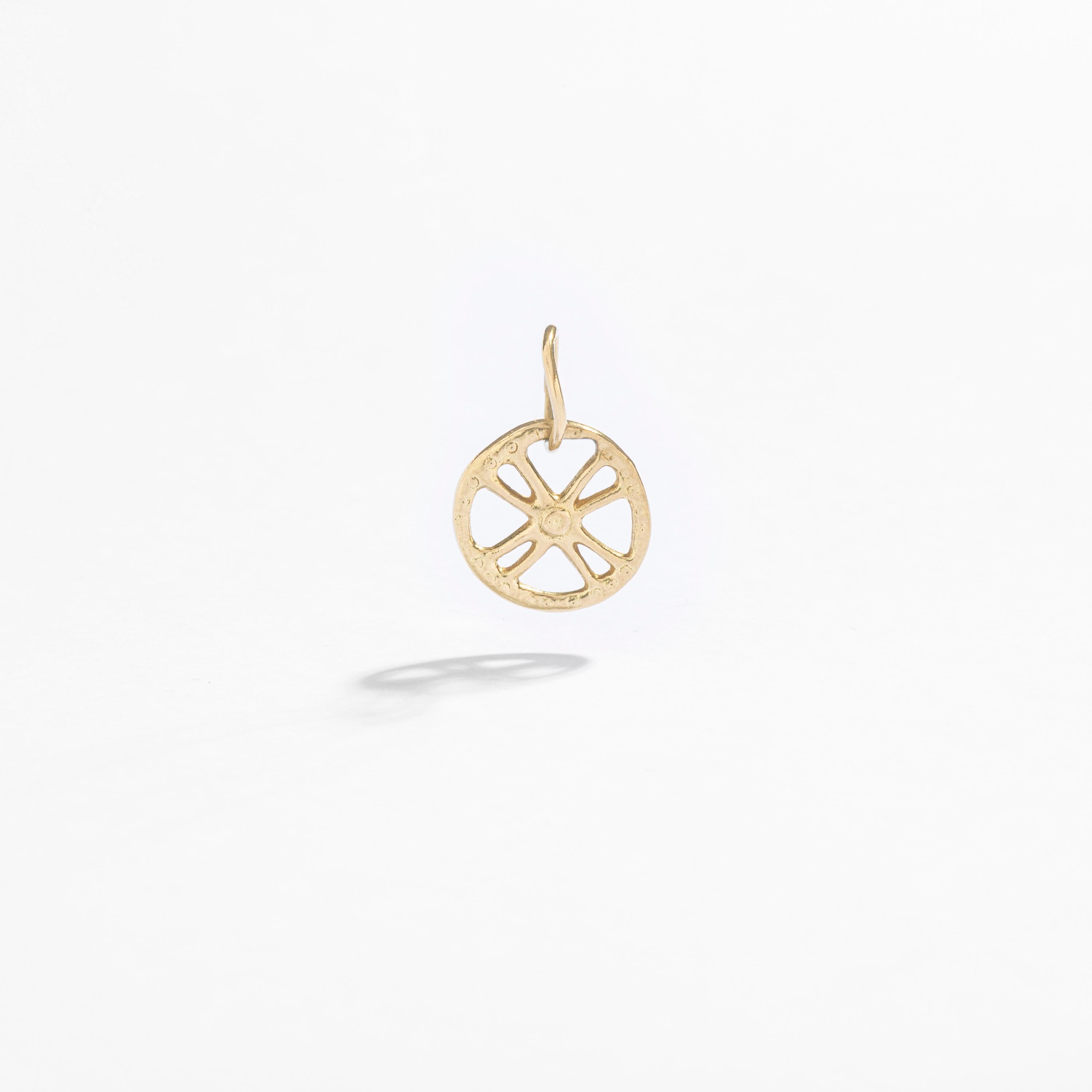 Greek Revival Greek Cross Circle Yellow Gold 18 Karat Pendant Charm