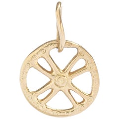 Greek Cross Circle Yellow Gold 18 Karat Pendant Charm