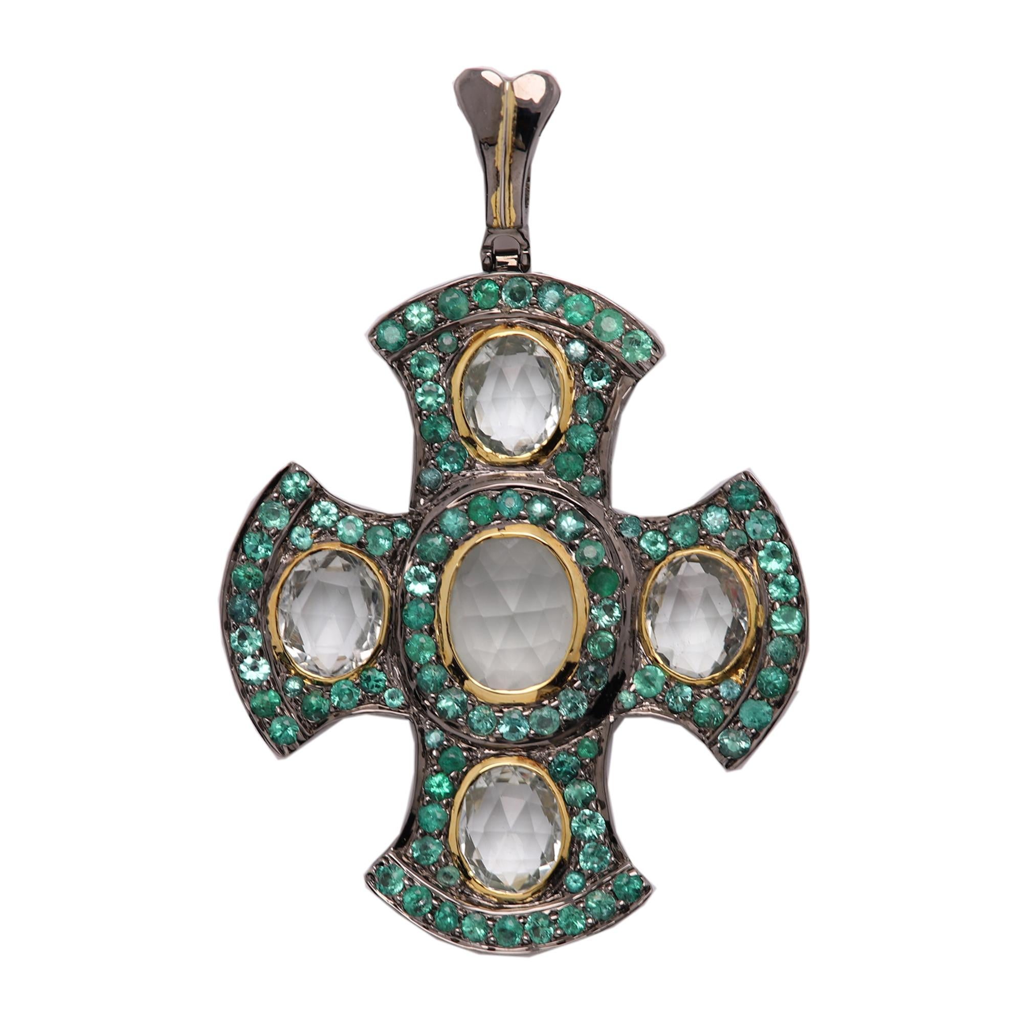 cross pendant with gemstones