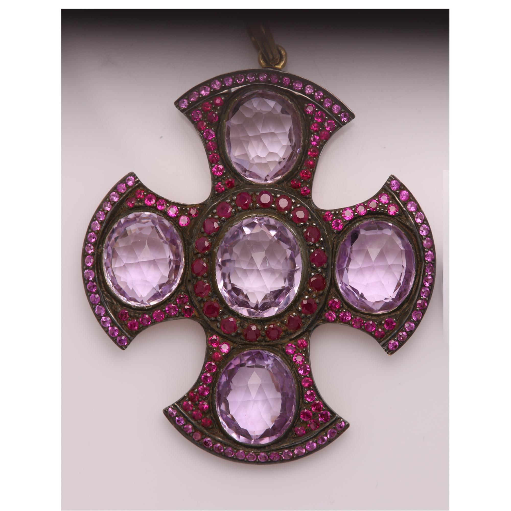 cross pendant with gemstones