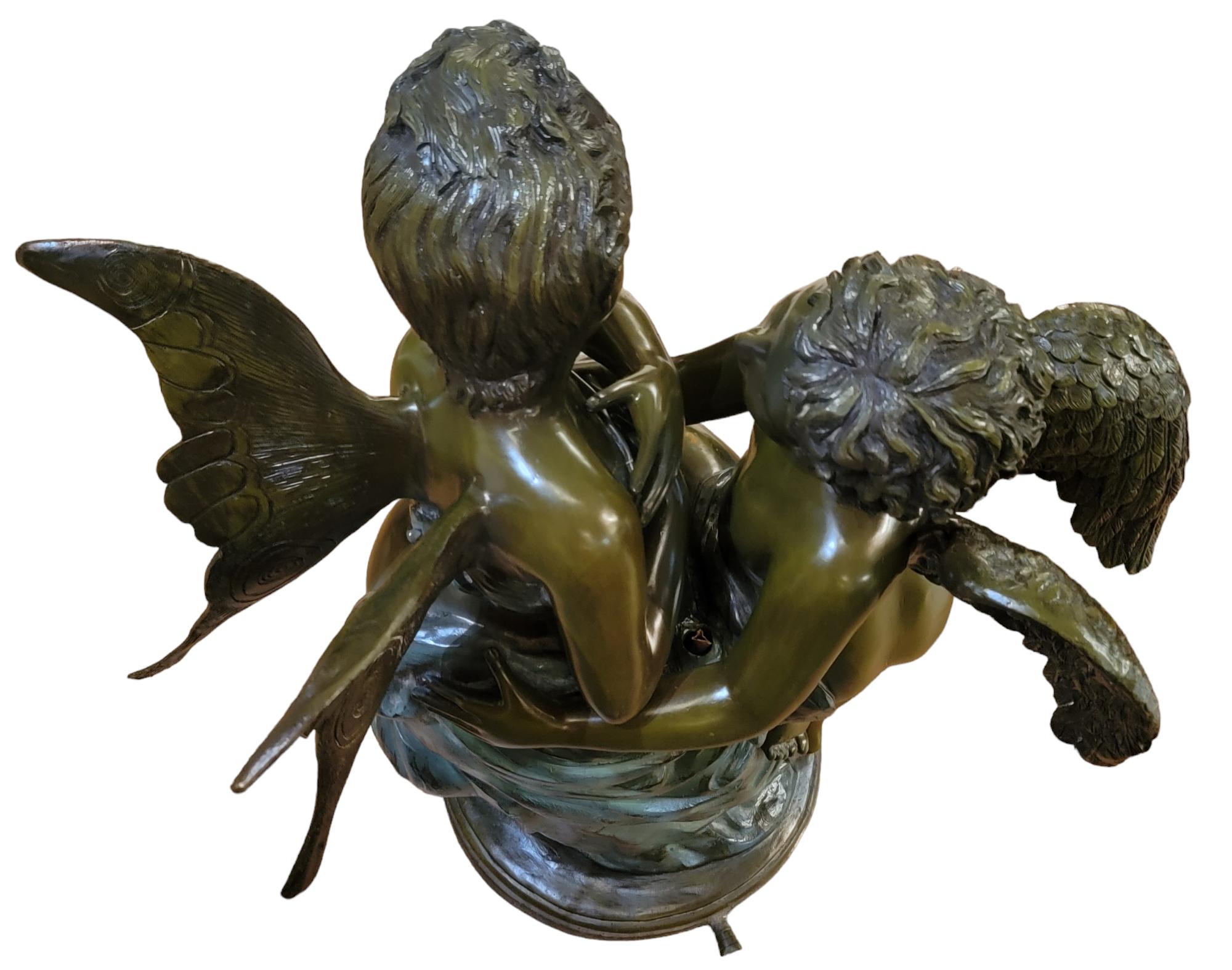 Modern Greek Cupids Bronze Statue Rare For Sale