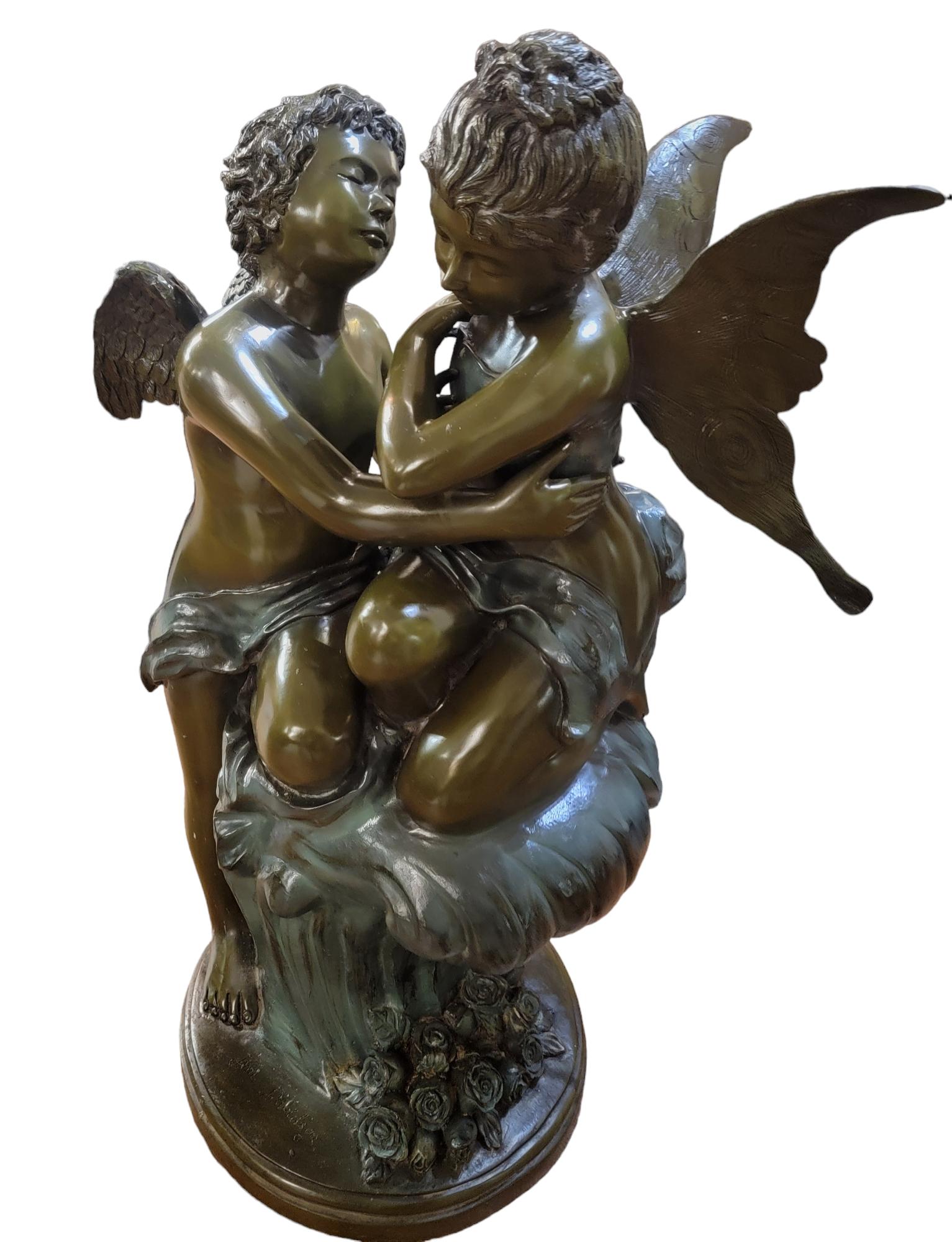 American Greek Cupids Bronze Statue Rare For Sale