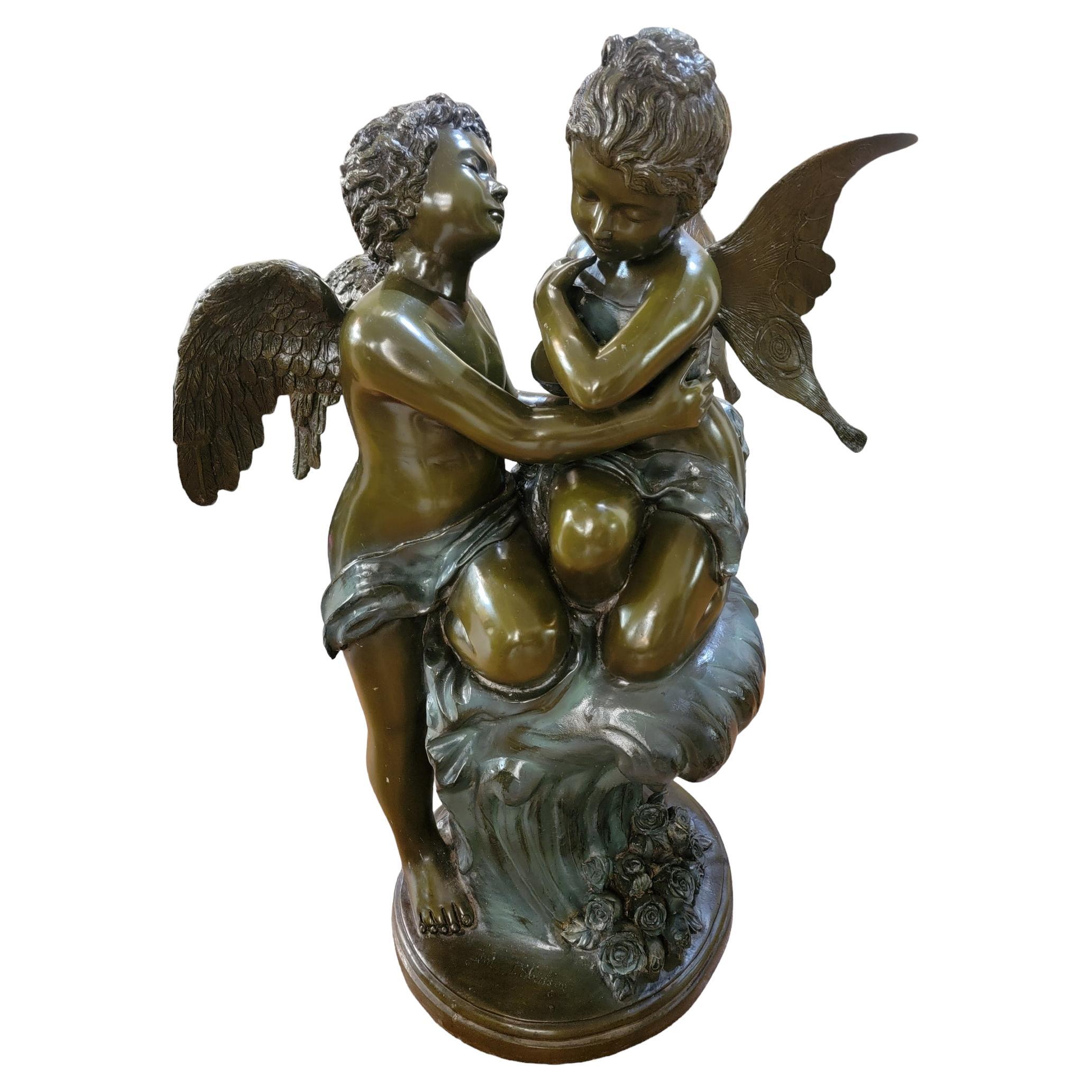 Greek Cupids Bronze Statue Rare For Sale