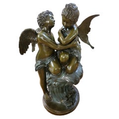 Greek Cupids Bronze Statue Rare