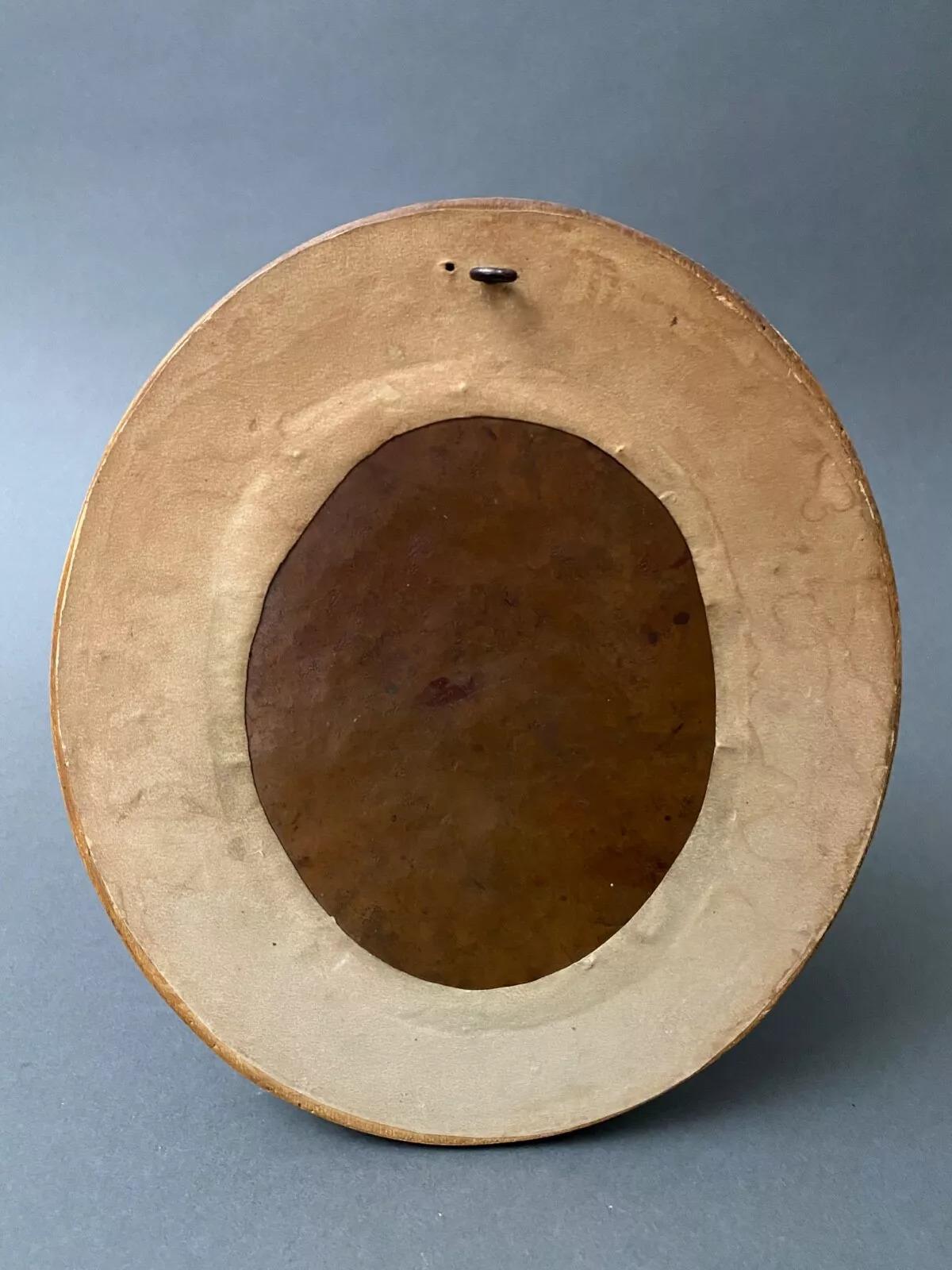 Griechische Tänzerin Mikro-Mosaik-Plakette in antikem ovalen Rahmen aus dem 19. (Kupfer) im Angebot