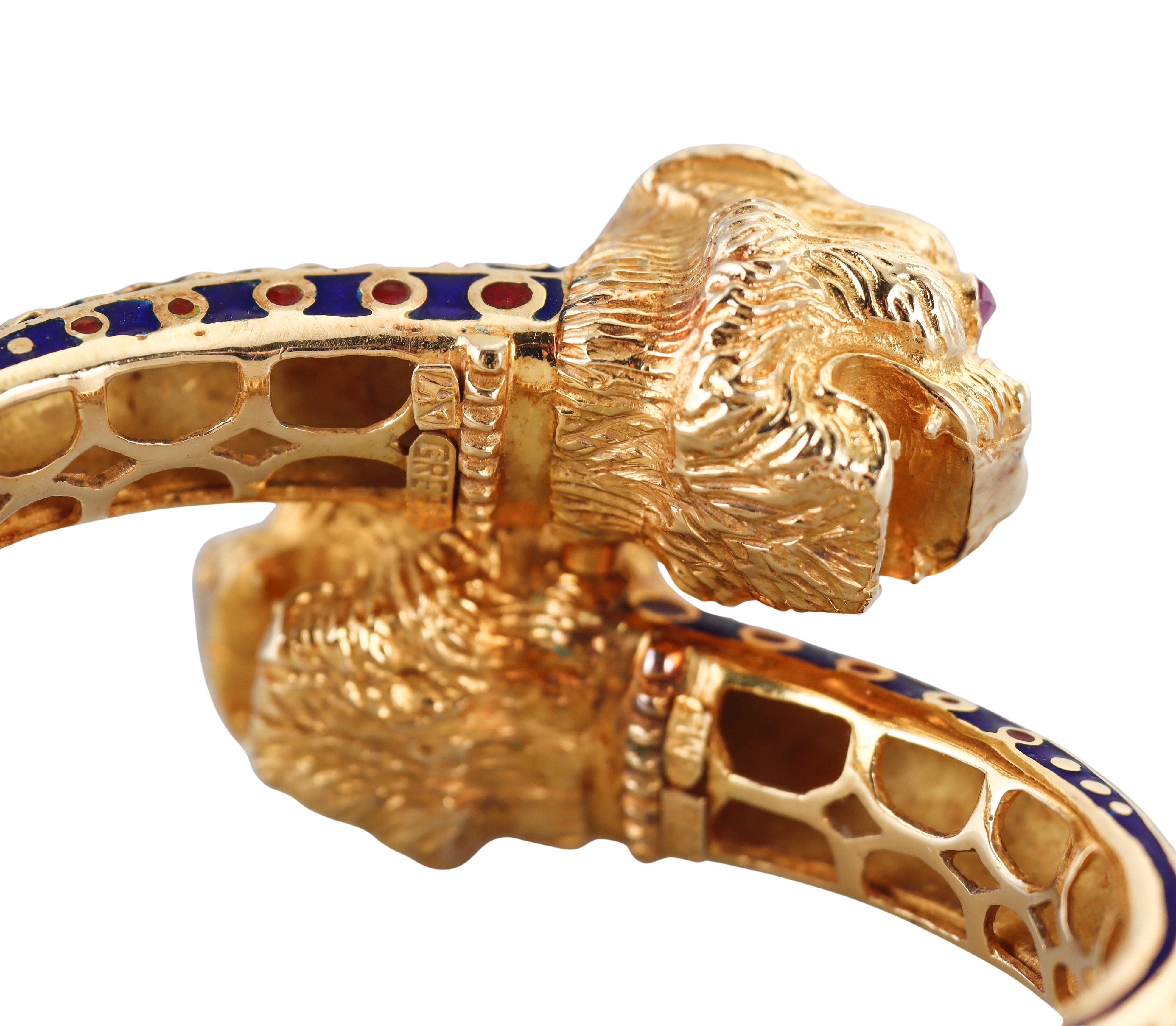 Griechisches Diamant-Rubin-Emaille-Gold-Chimäre-Armband im Angebot 7