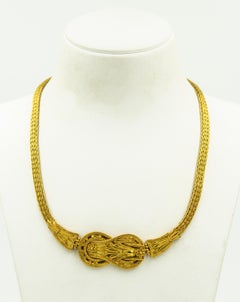 Greek Etruscan Yellow Gold Necklace and Earrings by Olympico Ancient Greek Suite
