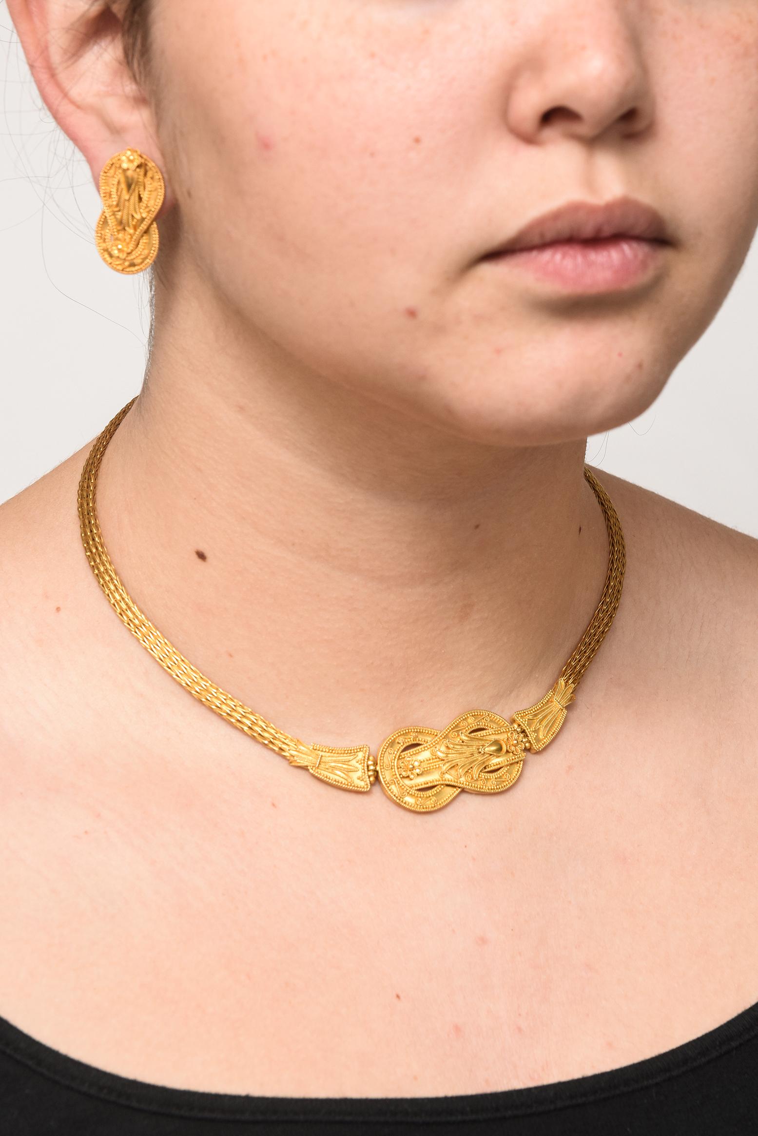 Griechische etruskische Gelbgold-Halskette und Ohrringe von Olympico Ancient Greek Suite im Angebot 3
