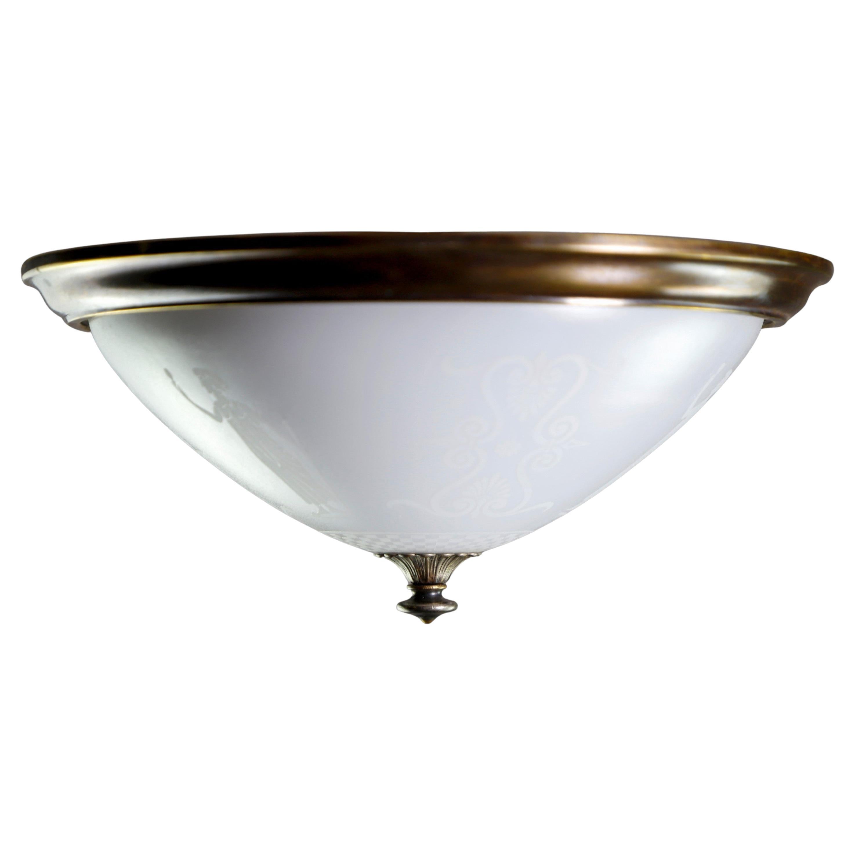 Greek Figural Glass & Bronze Flush Mount Dome Light Quantity Available
