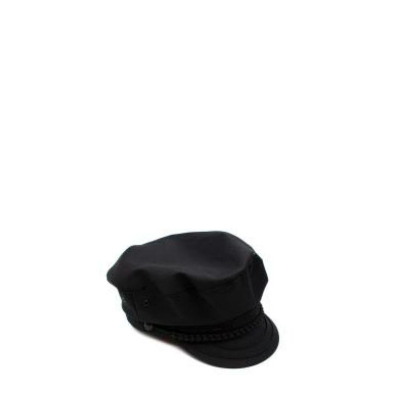 Dior Red Silk Lined Black Baker Boy Hat
 
 -Embellished with trimming details combined with a tonal band embroidered with the 'christian dior' signature
 -Buttons adorned with a 'christian dior' signature sailor anchor
 -Easy to wear
 -Cotton blend