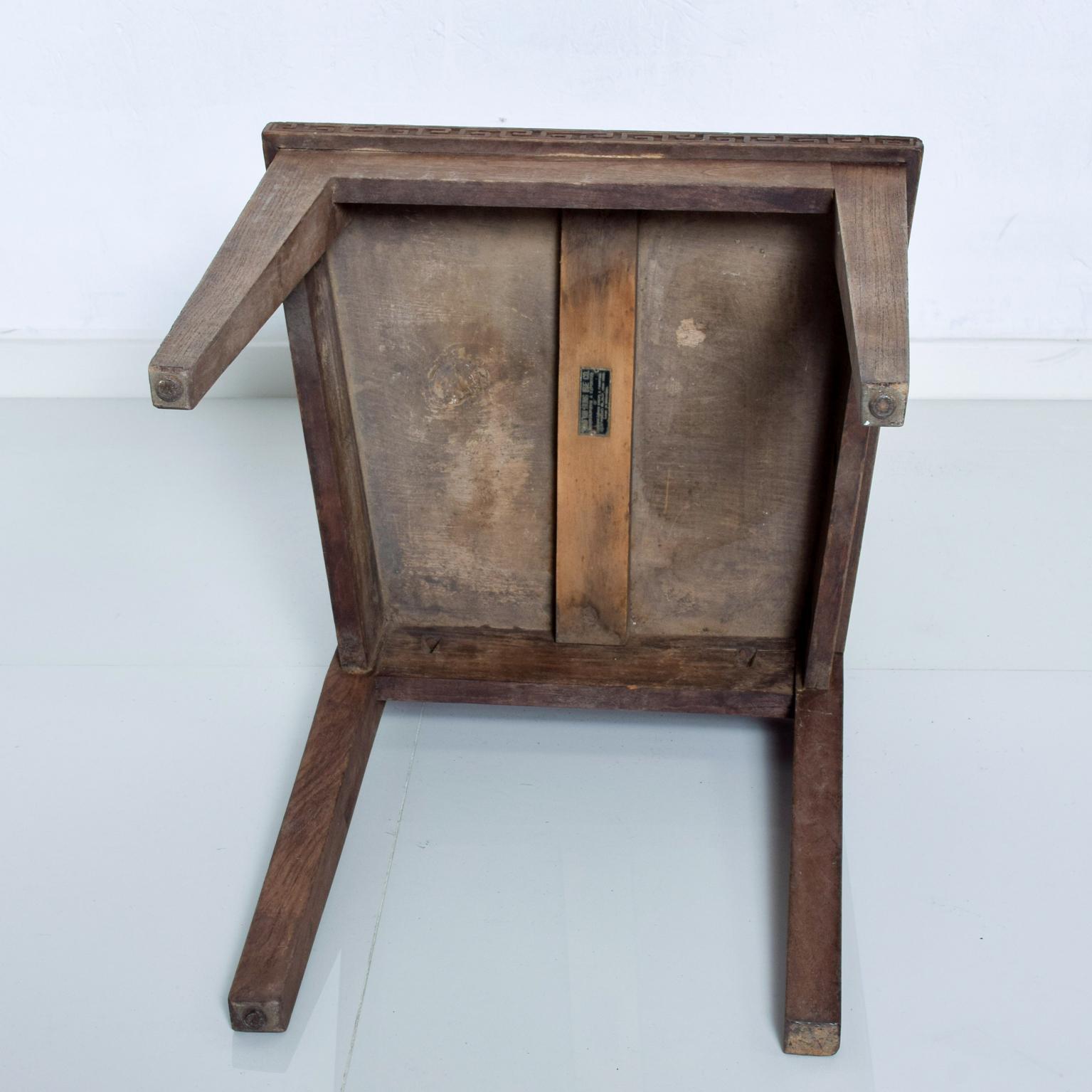 Hollywood Regency Greek Frank Lloyd Wright Motif Pair of Solid Wood Chairs Made in Hong Kong