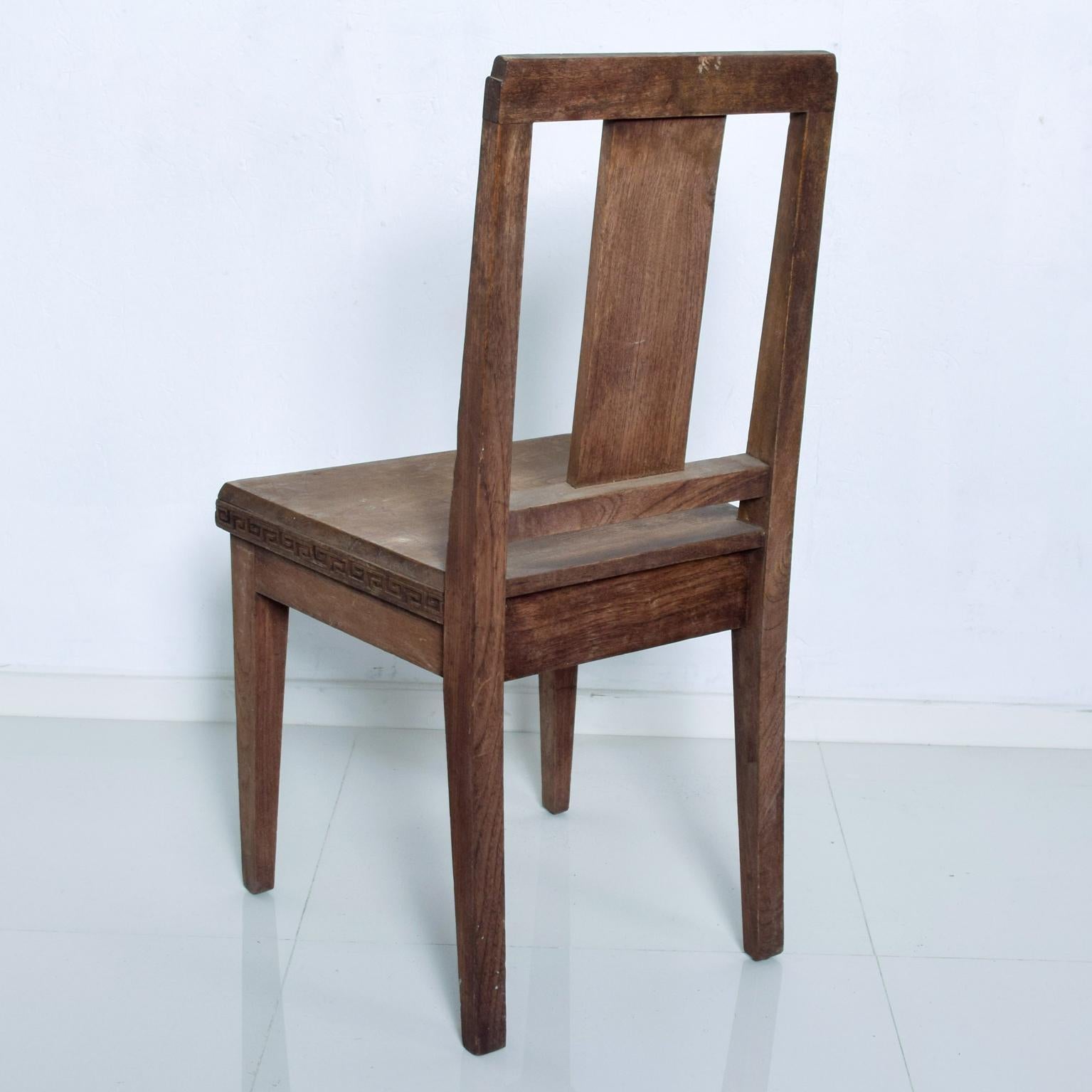 Greek Frank Lloyd Wright Motif Pair of Solid Wood Chairs Made in Hong Kong 1
