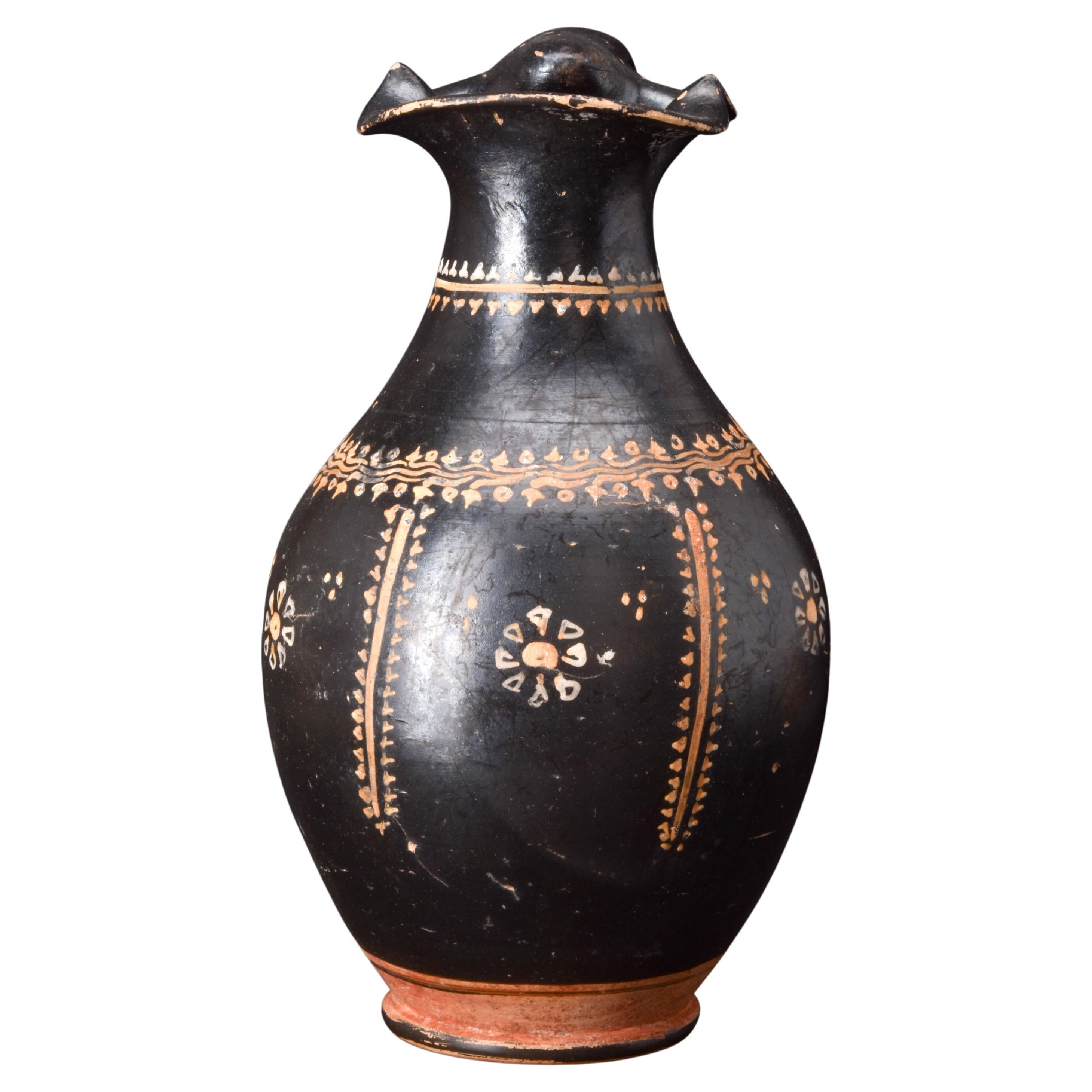 Greek Gnathian Black Glaze Pottery Oinochoe For Sale