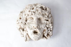 Medusa Mask Garden Ornament, Molded Cast Stone, Antique, USA, 1970s