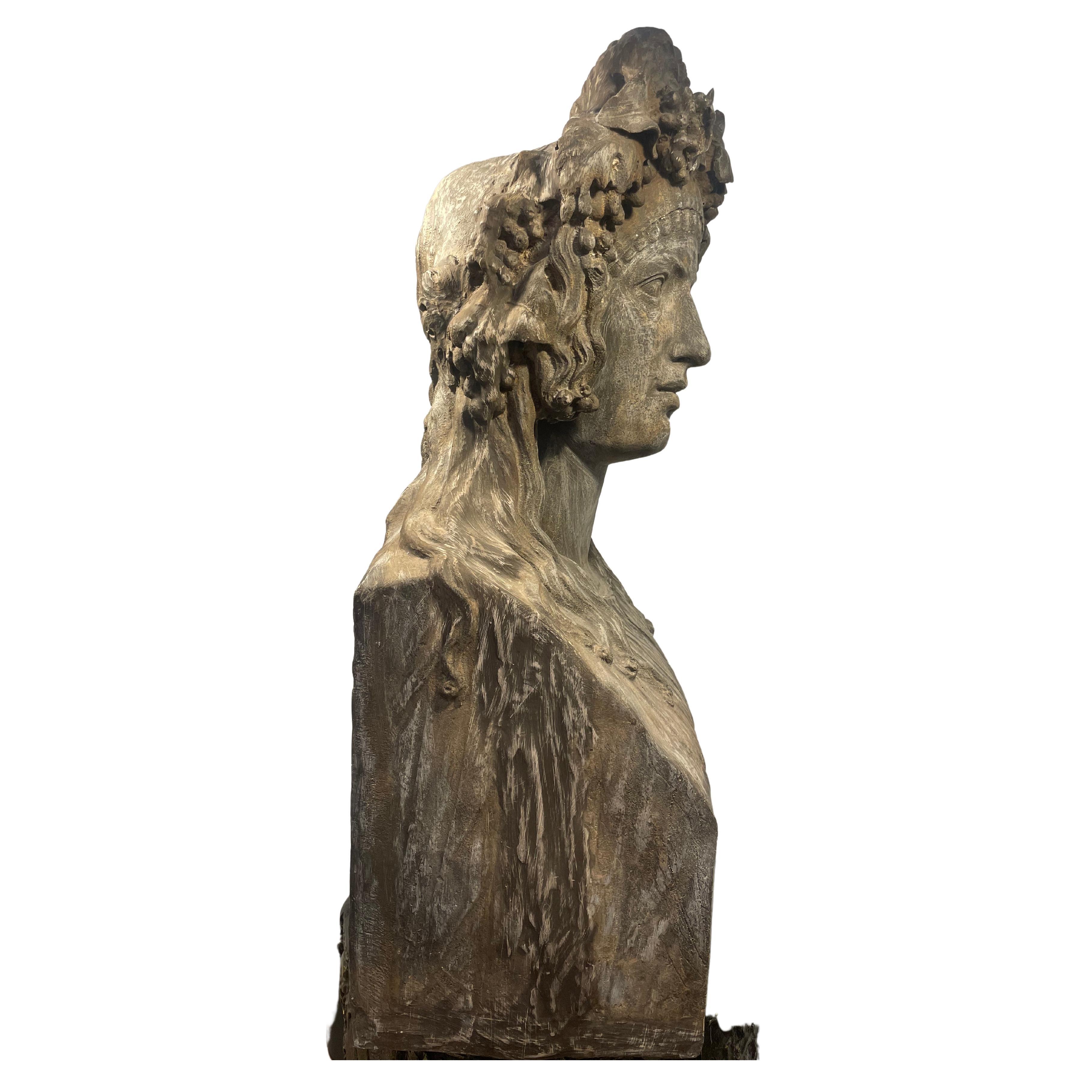 Roman Herm/Goddess Composition Bust 
Sourced from France by Martyn Lawrence Bullard
Herm, in Greek religion, is a sacred bust depicting deities of Hermes, the fertility god.
In Ancient Greece, these statues were used to symbolize protection,