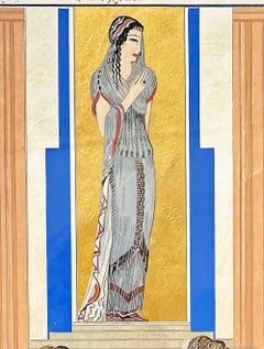 "Greek Goddess", Original Art Deco Painting for "L'Odyssée" by Schmied, 1928