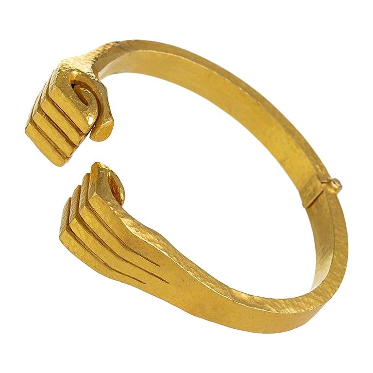 Greek Gold "Double Clenched Fist" Bangle Bracelet by Ilias Lalaounis at