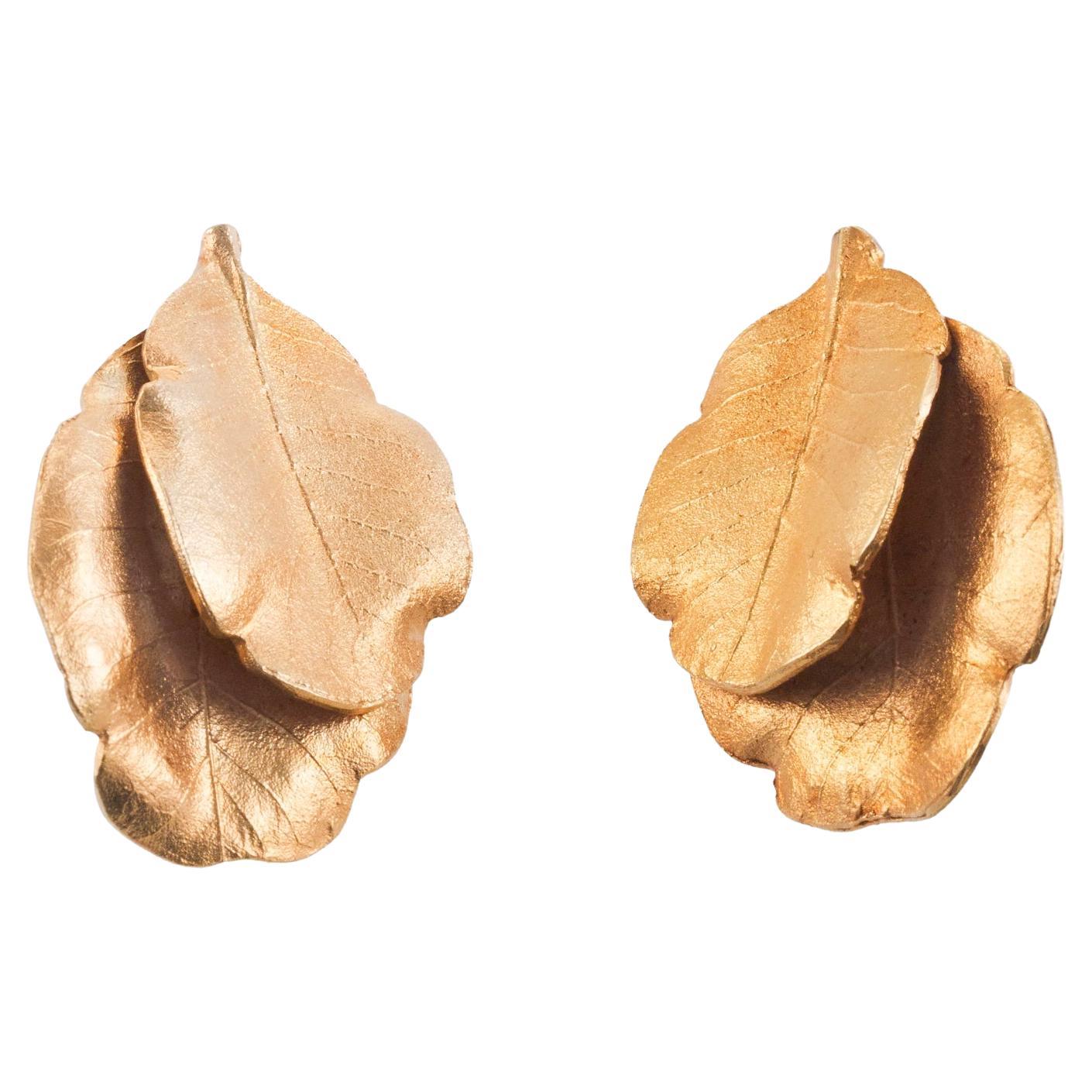 Greek Gold Leaf Earrings For Sale