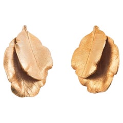 Vintage Greek Gold Leaf Earrings