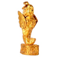 Antique Greek gold pendant with siren figurine, Hellenistic