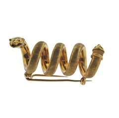 Greek Gold Snake Serpent Brooch Pin