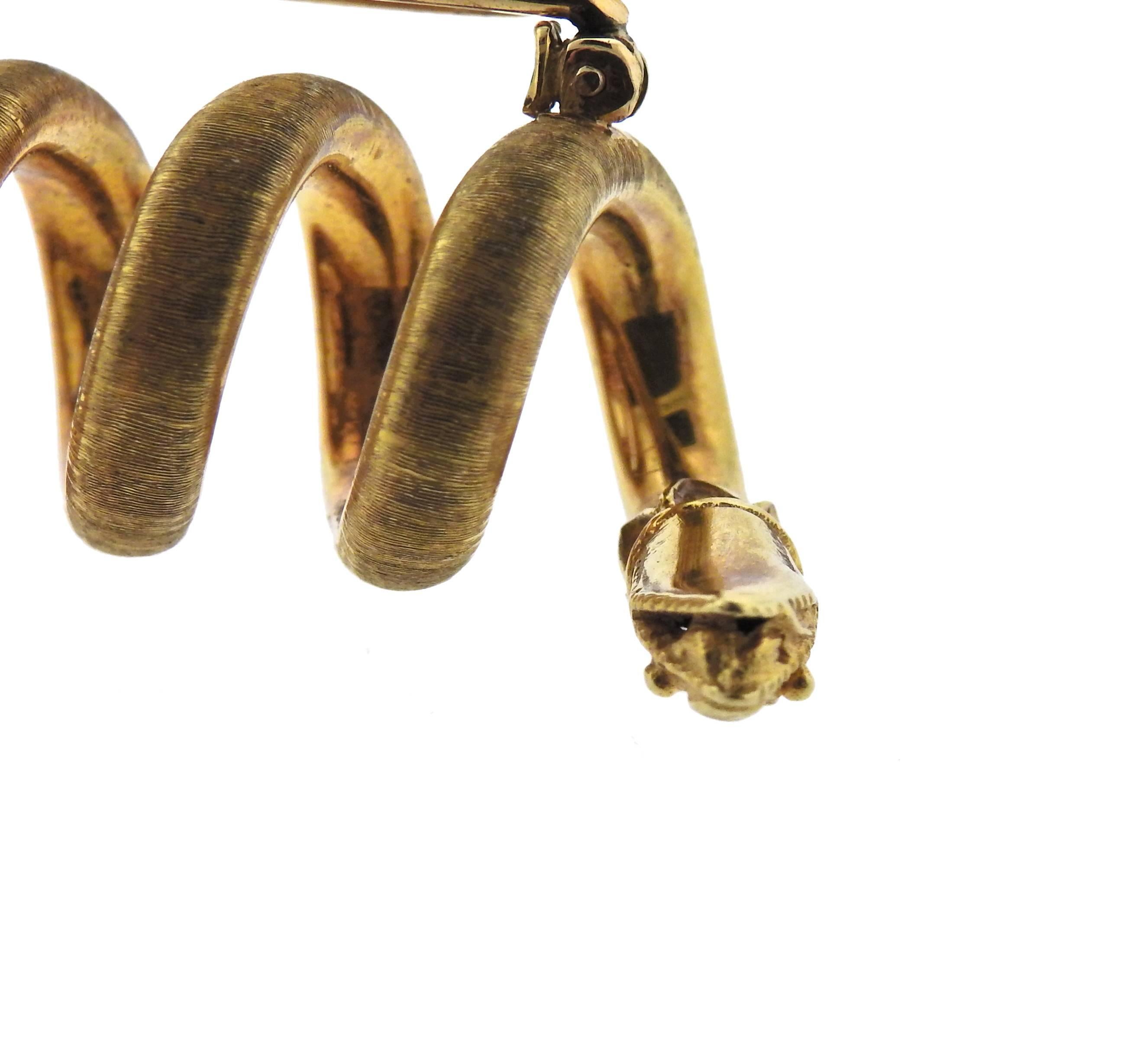 Greek Gold Snake Serpent Brooch Pin 1