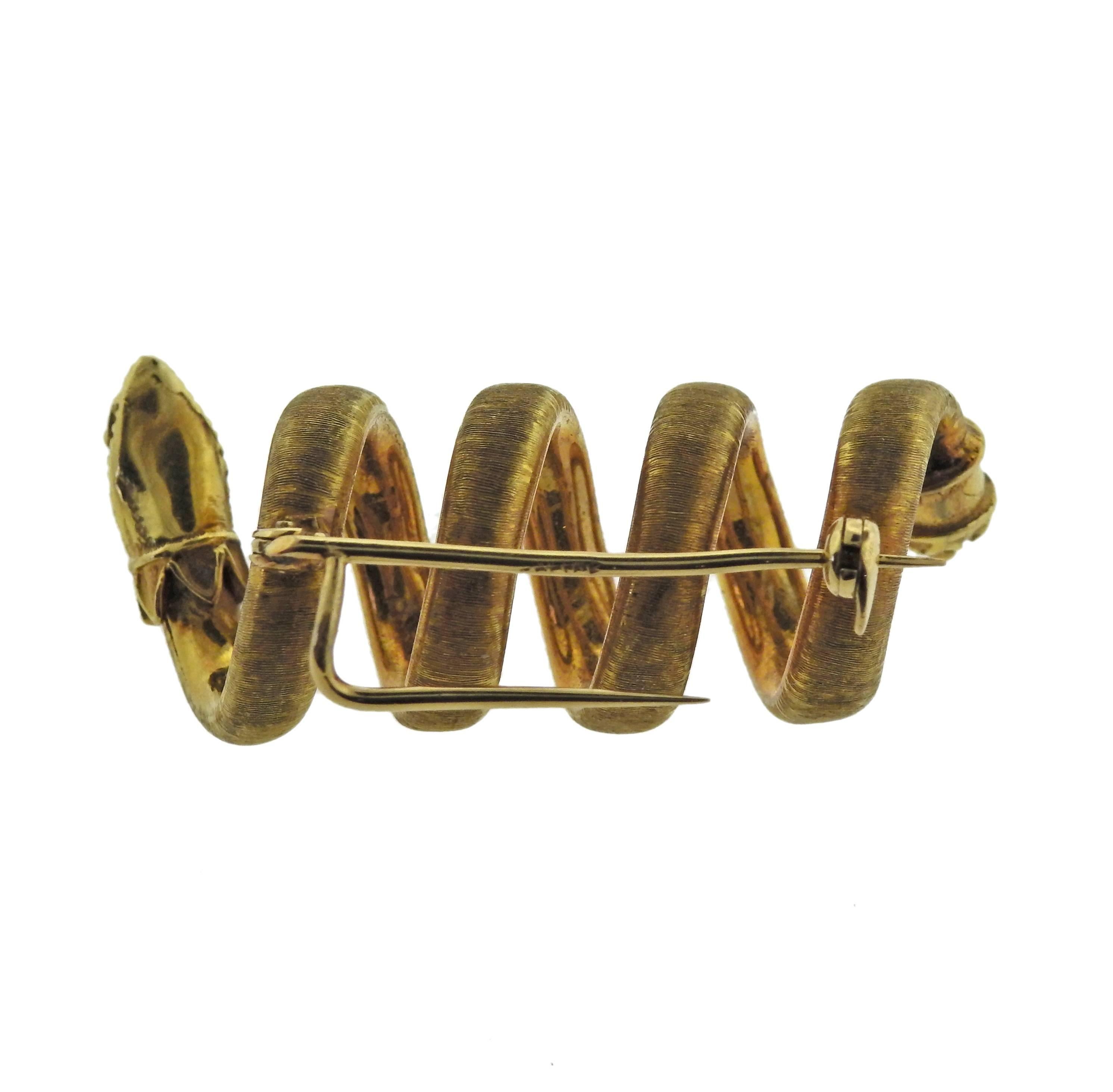 Greek Gold Snake Serpent Brooch Pin 2