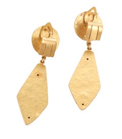 Greek Hand Hammered Finish Gold Drop Earrings