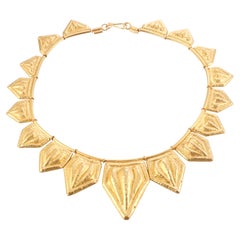 Greek Hand Hammered Finish Gold Plaque Necklace