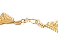Greek Hand Hammered Necklace Choker 22k Gold 14' Inch