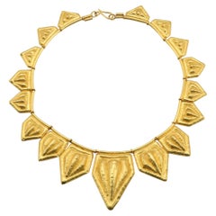 Collana girocollo greca martellata a mano, oro 22k, 14 pollici