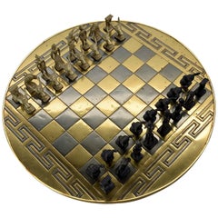 Greek Handmade Hollywood Regency Brass Chess Set