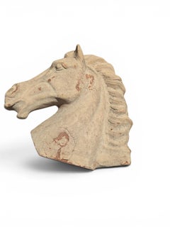 Greek Horse Head Sculpture in Terracotta, Italy, Second Half of the 20th Century