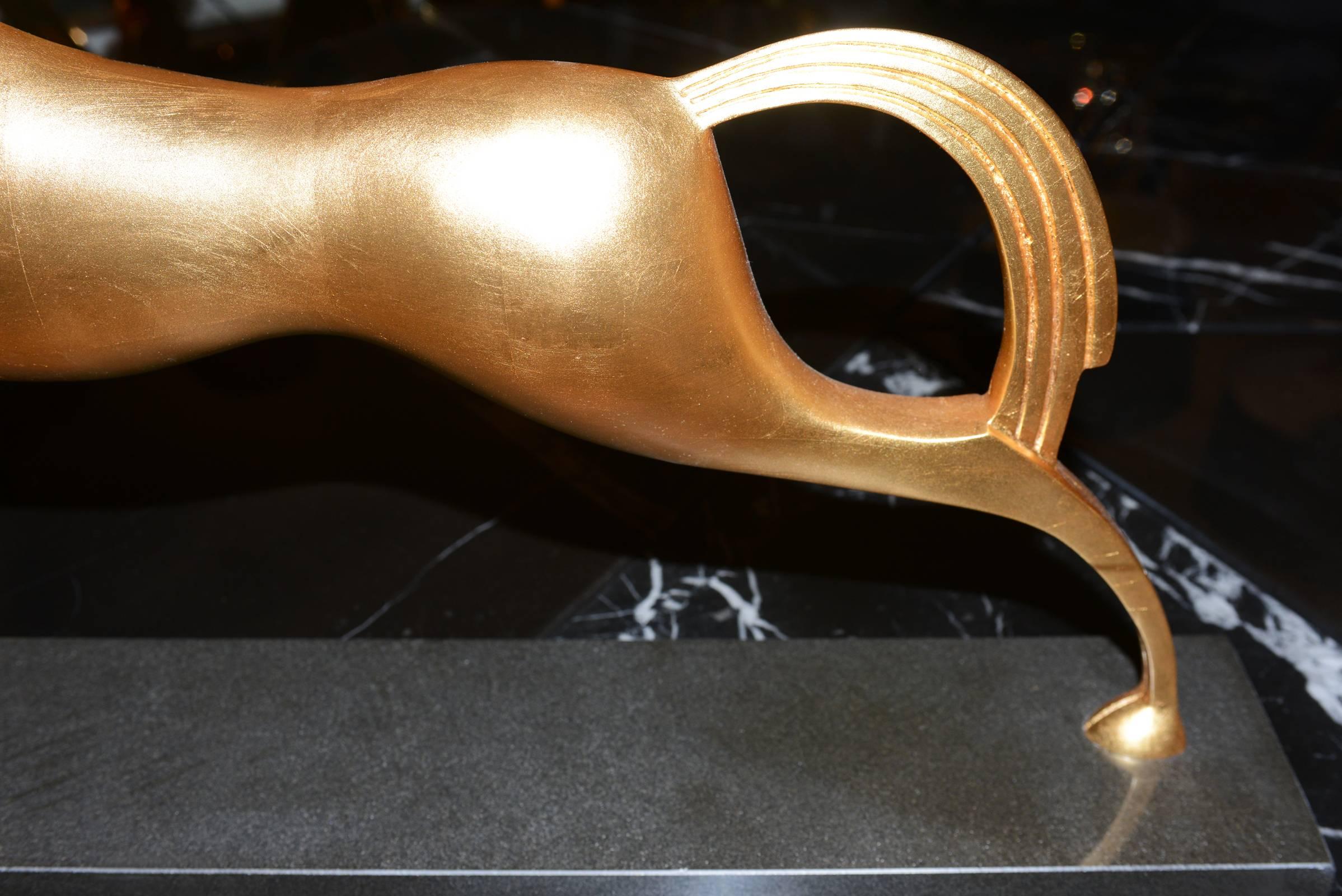 Greek Horse Sculpture in Solid Bronze in Gold Leaf Finish 3