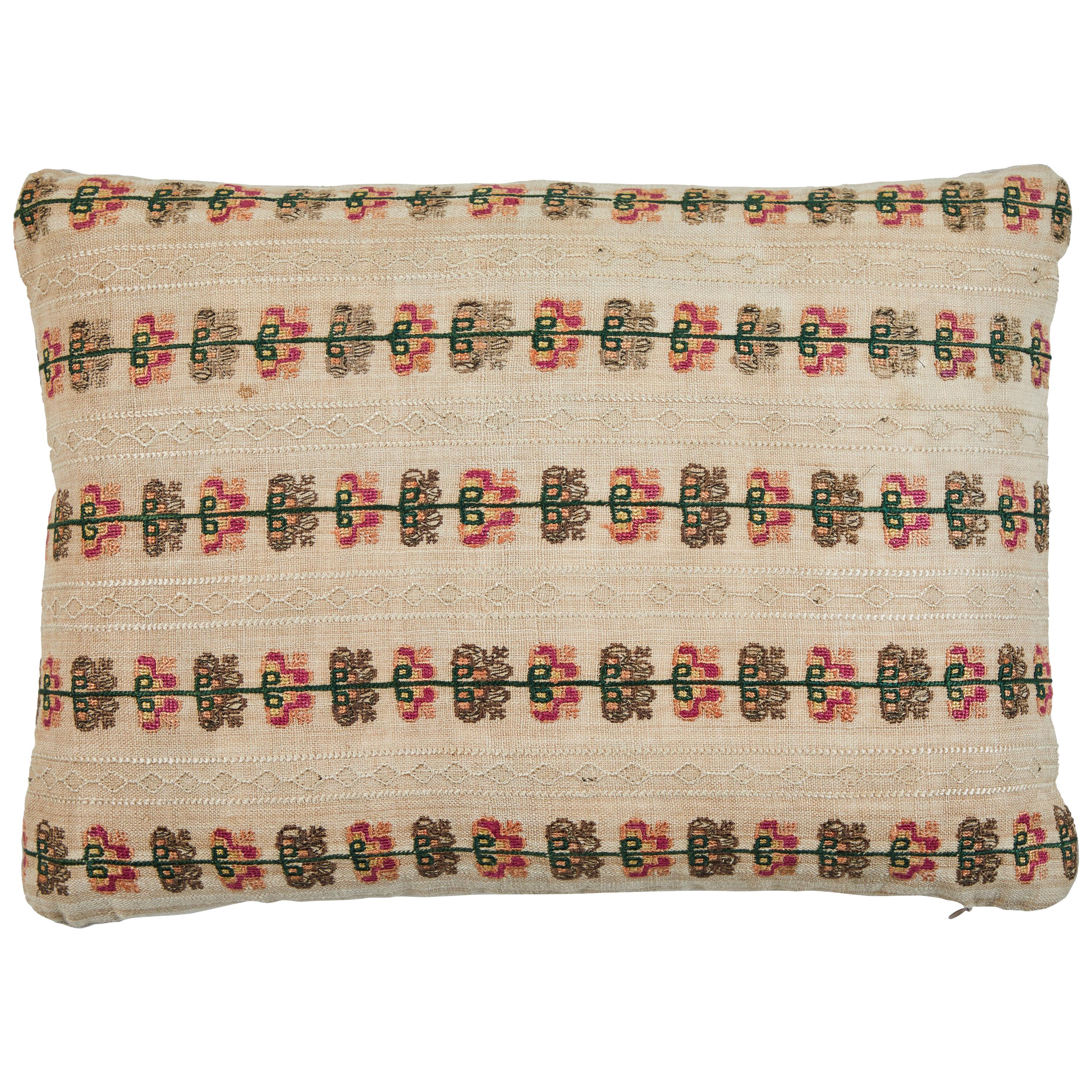 Greek Island Embroidery Pillow For Sale