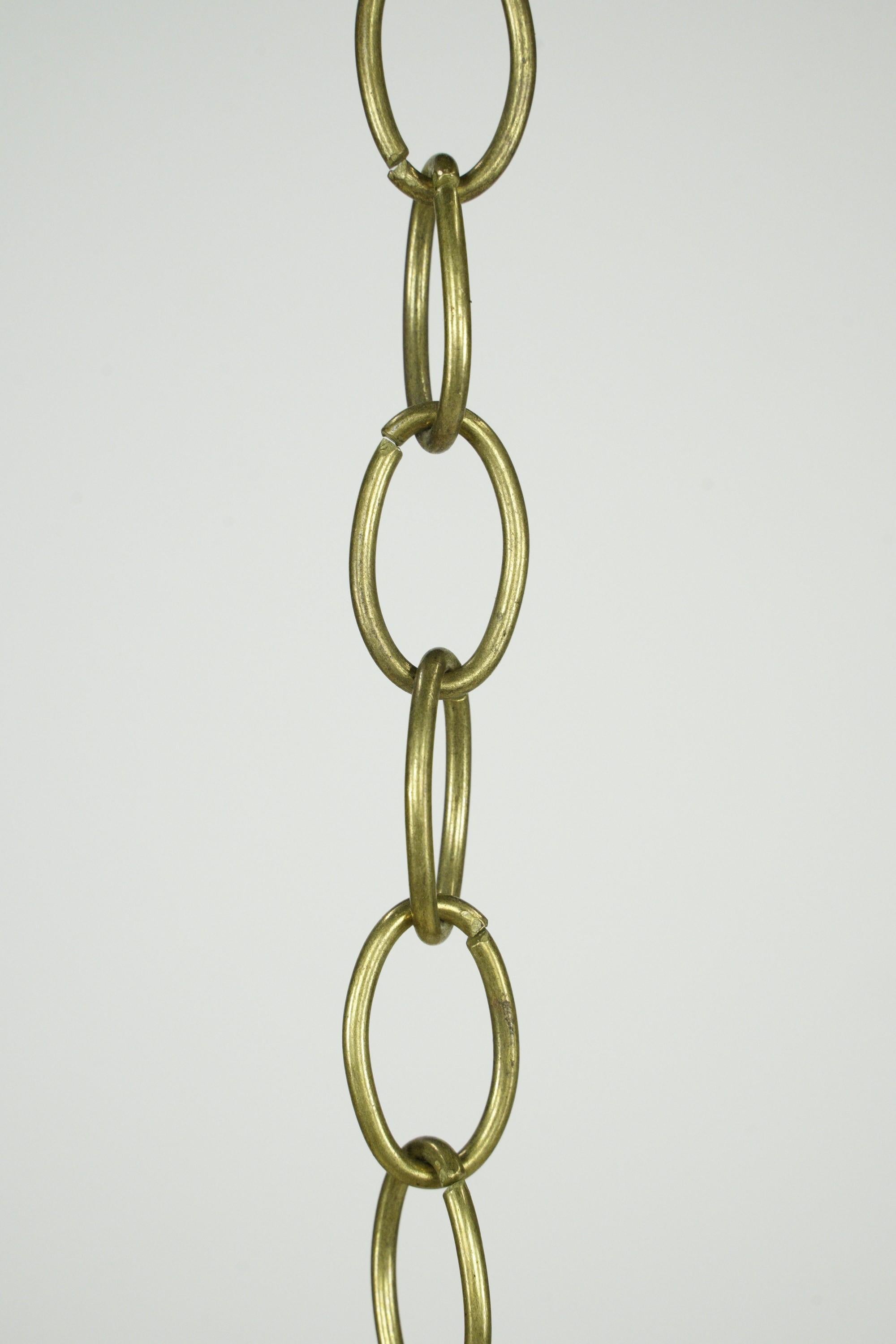 Greek Key Amber Glass & Steel Chain Pendant Light For Sale 5