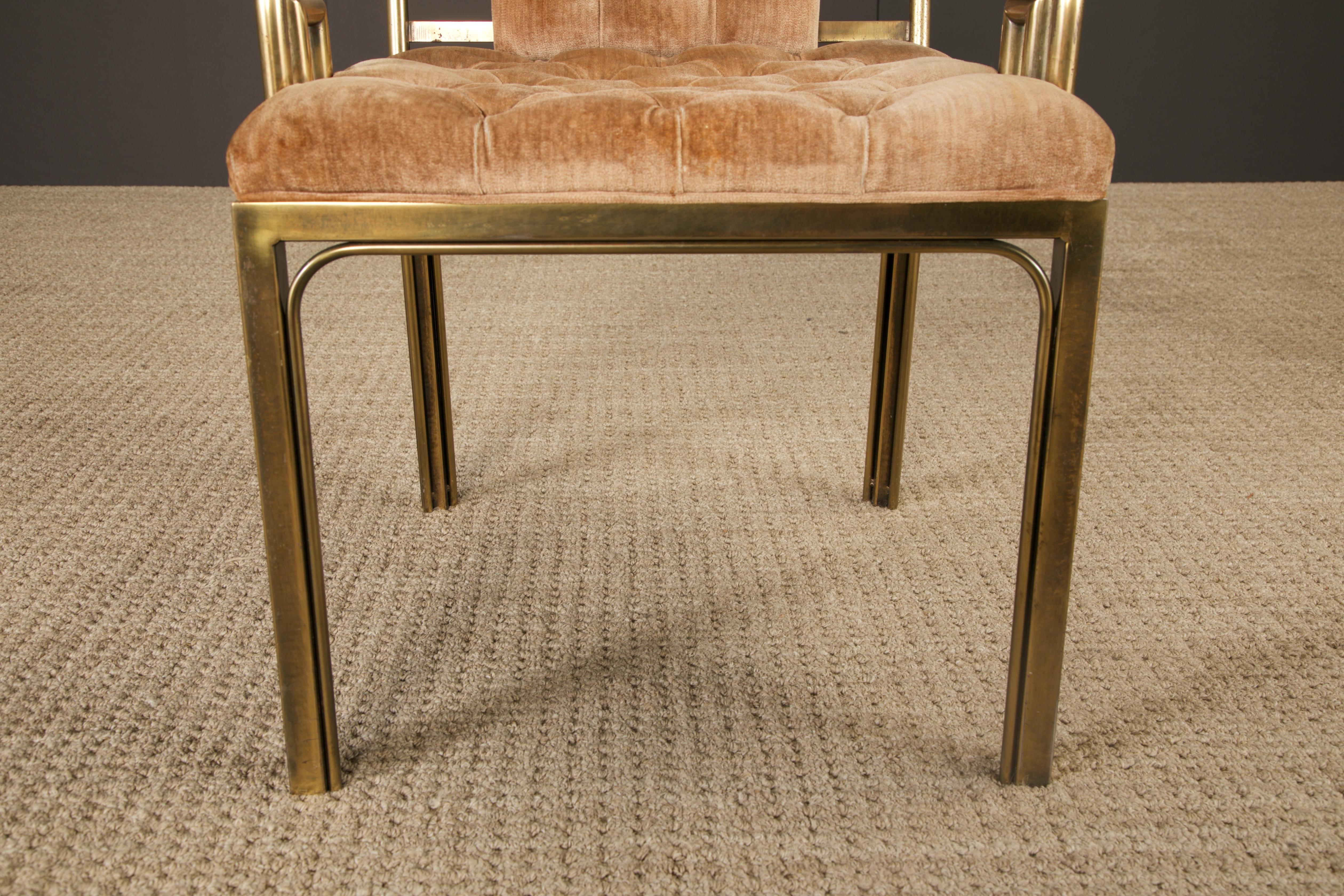 Greek Key Brass & Velvet Dining Chairs by Mastercraft, c. 1970 Italy, Set of 6 For Sale 6