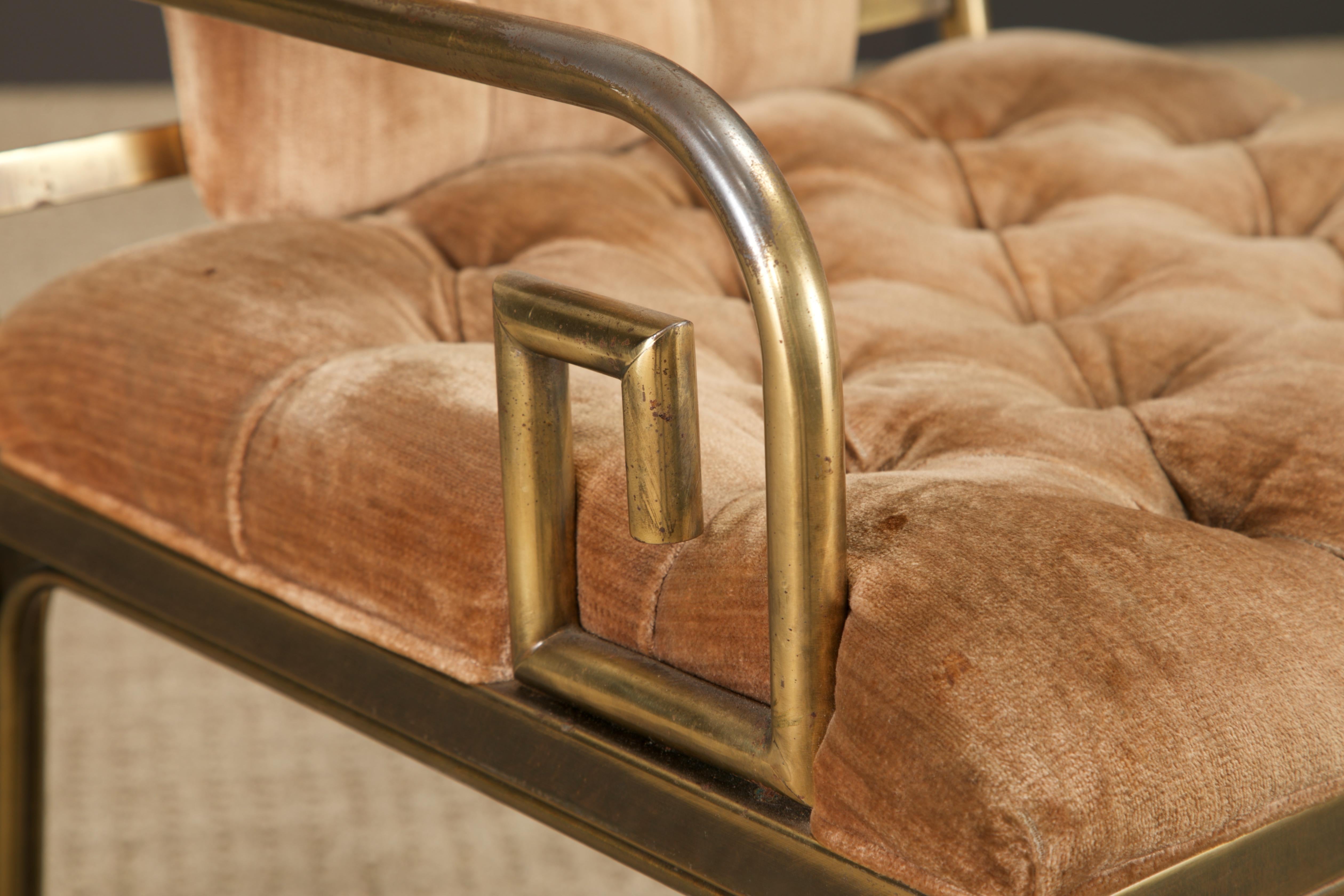Greek Key Brass & Velvet Dining Chairs by Mastercraft, c. 1970 Italy, Set of 6 For Sale 8