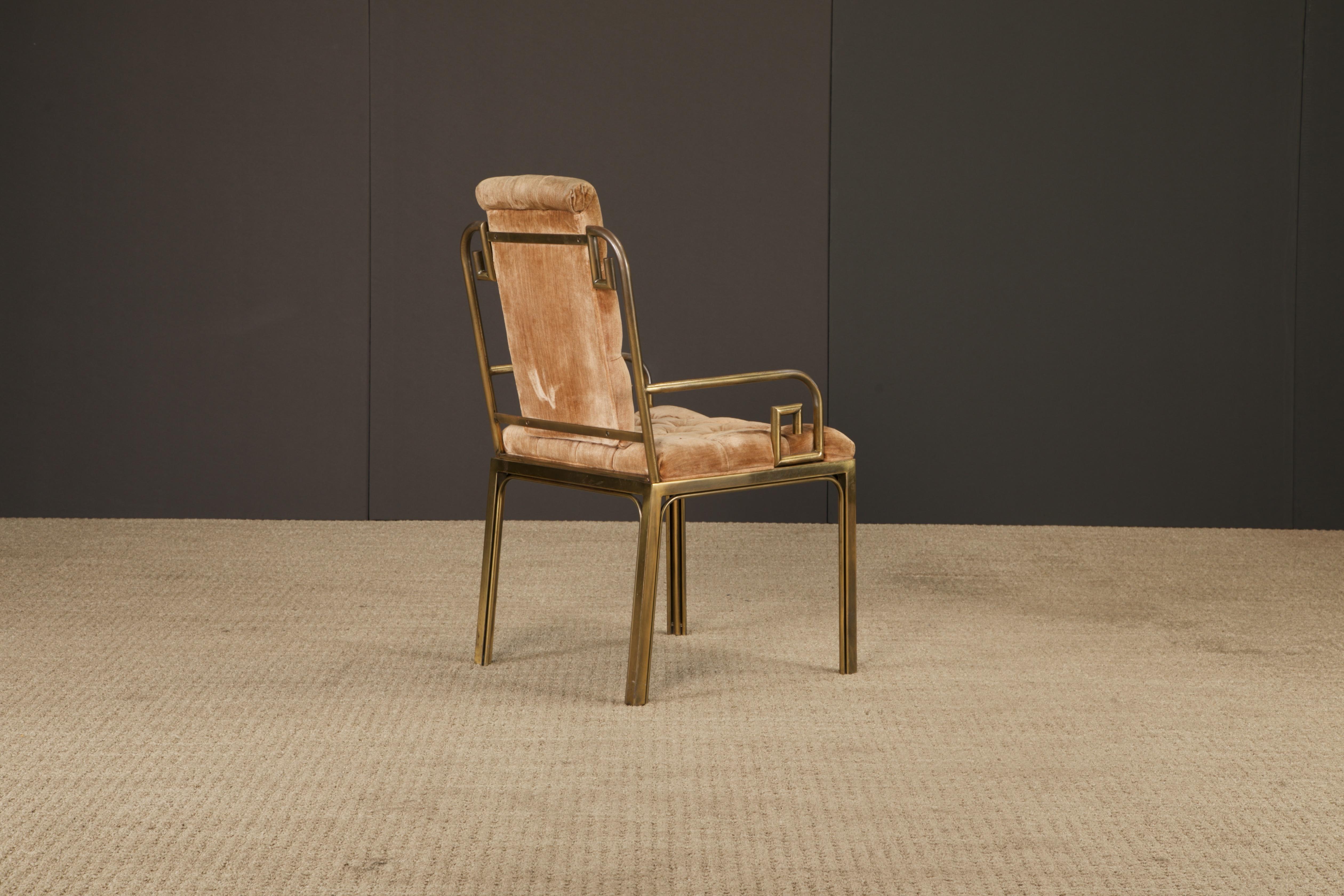 Greek Key Brass & Velvet Dining Chairs by Mastercraft, c. 1970 Italy, Set of 6 For Sale 11