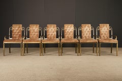 Greek Key Brass & Velvet Dining Chairs by Mastercraft, c. 1970 Italy, Set of 6