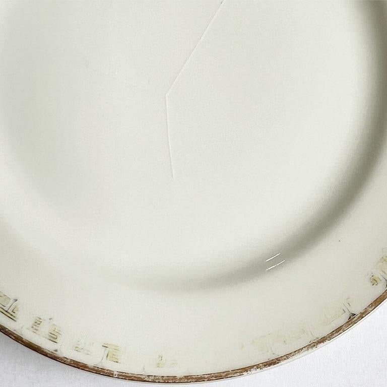 French Greek Key Ceramic Bread Plates by Haviland France Limoges - Set of 2 circa 1900s For Sale